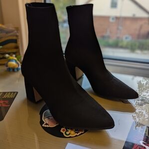 Sock Booties with Chunky Heel